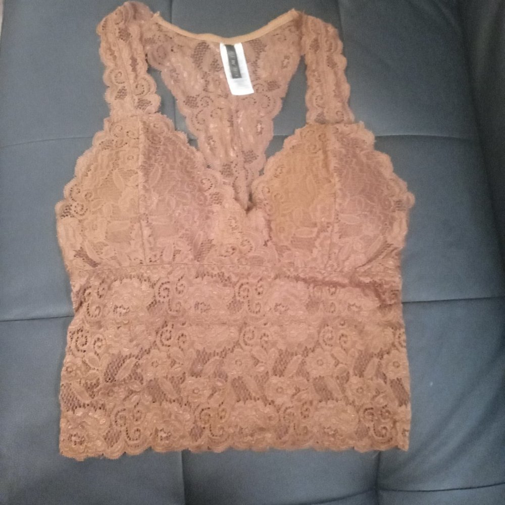 Brown lace tank top